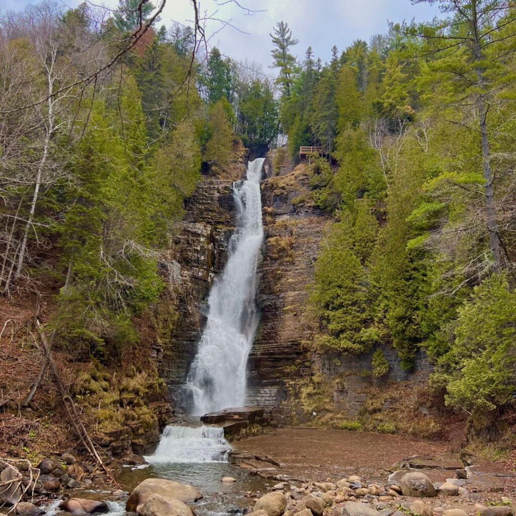 Waterfall hike in Quebec, Canada