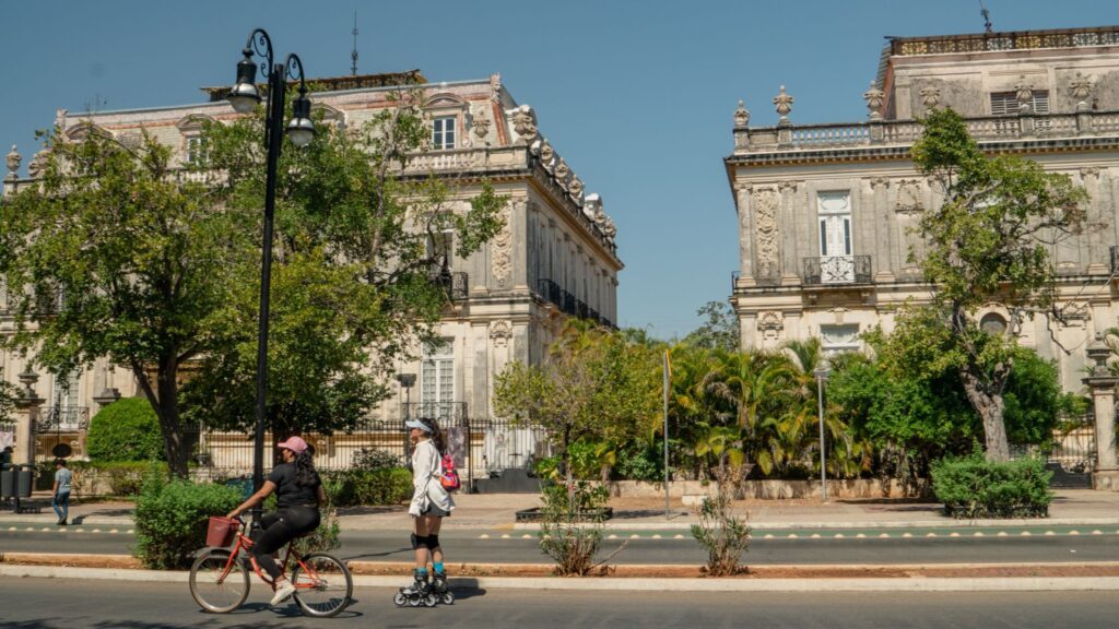 Biking on Paseo de Montejo Merida Mexico