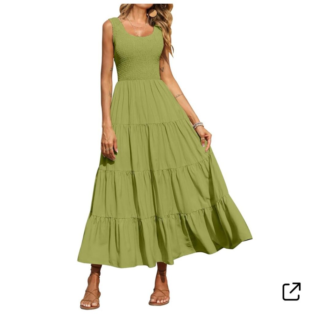 Tiered Maxi Sundress green