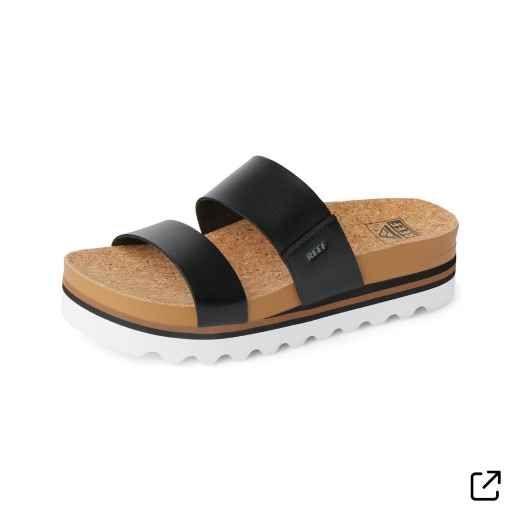 Womens Reef Sandals black with top straps