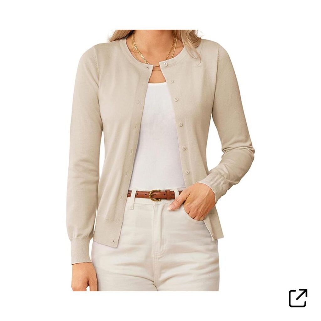 Womens lightweight cardigan sweater cream