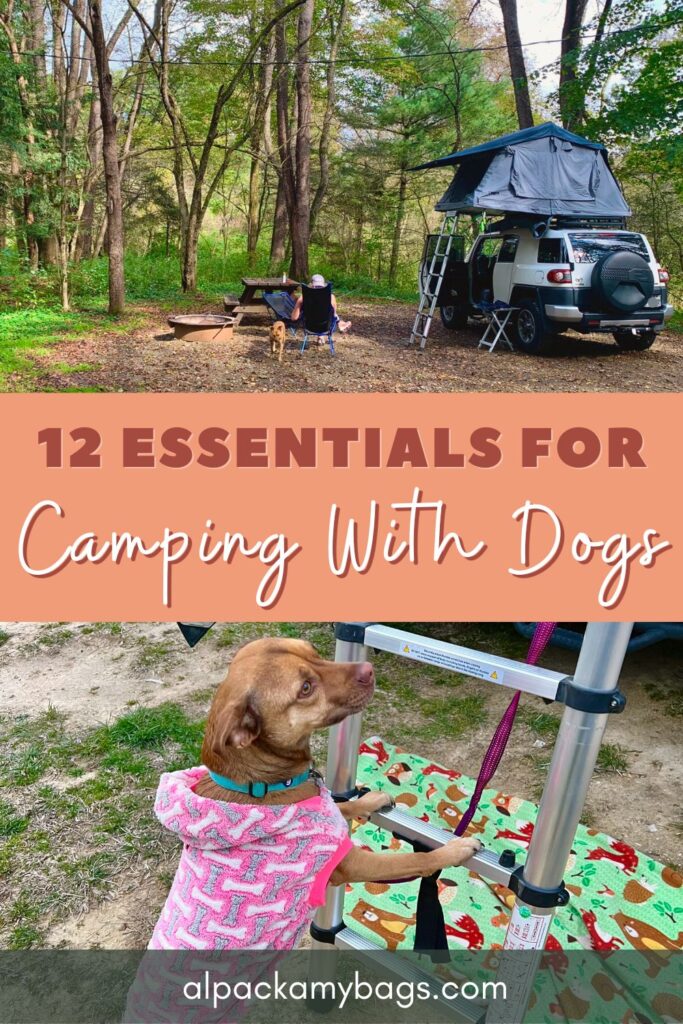 Camping with dogs essentials pinterest cover