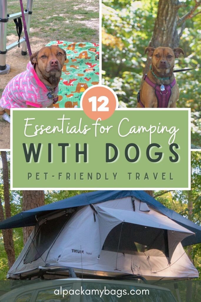 Camping with dogs essentials pinterest cover