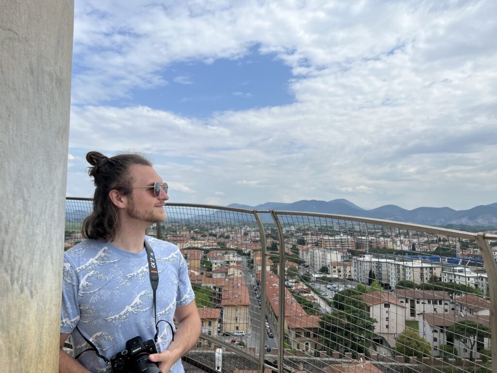 Man looking out over Pisa, Italy