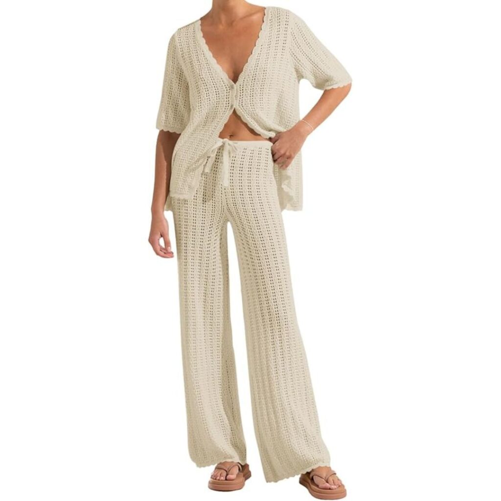 2 Piece Swimsuit Cover up Crochet Knit