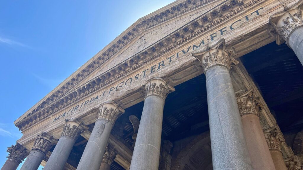 Close up of Pantheon roof in Rome Italy