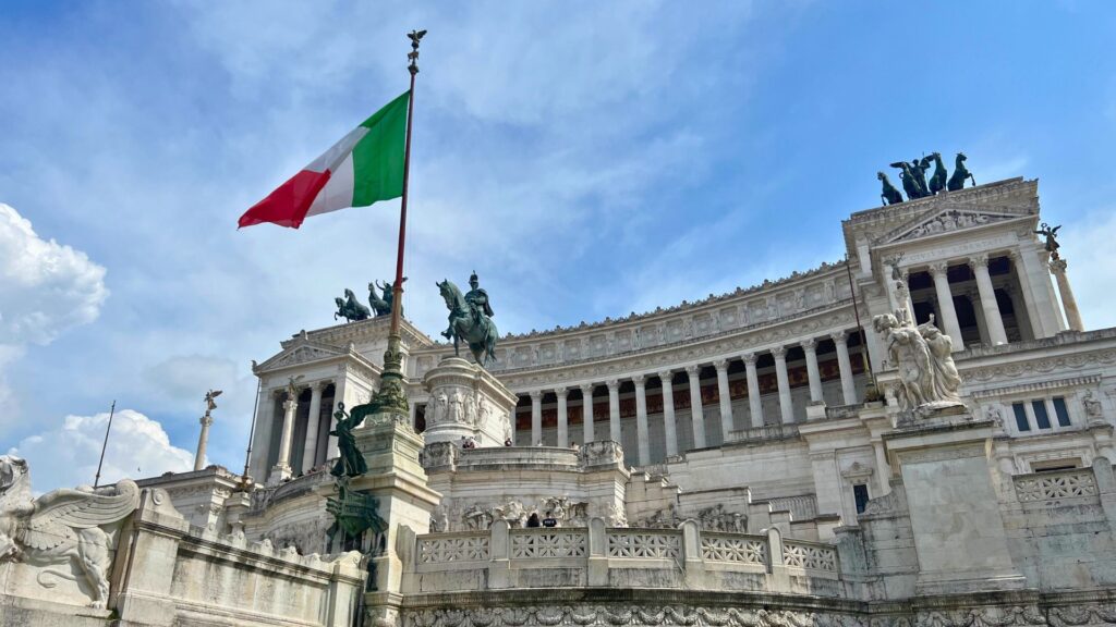 Close up of Piazza Venezia in Rome