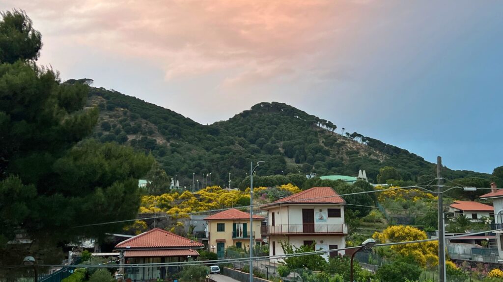 Houses at the mountain base in Nicolosi Sicily Italy