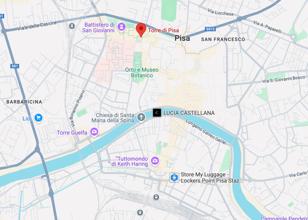 Leaning Tower of Pisa on Map