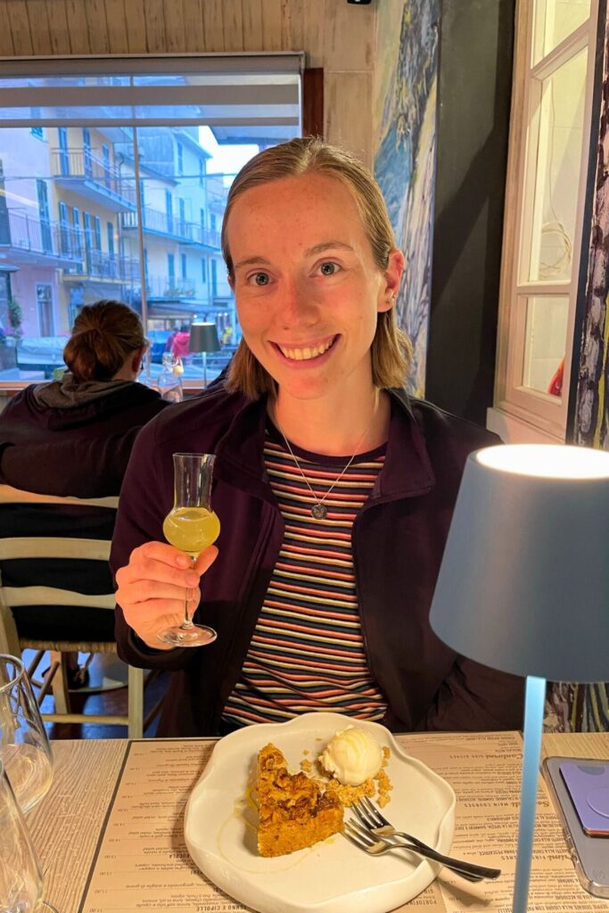 Woman drinking Limoncello