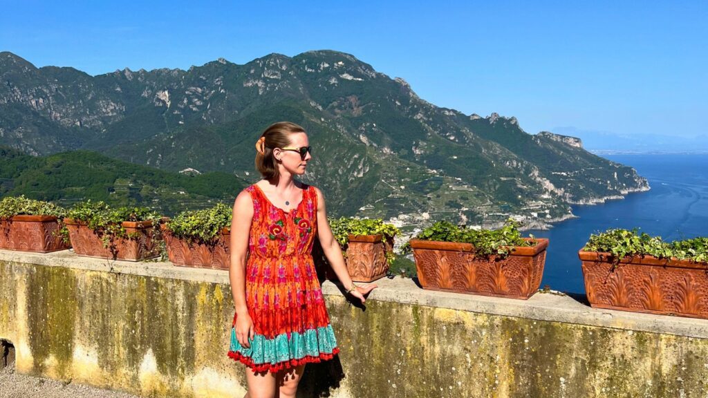 woman overlooking the Amalfi Coast