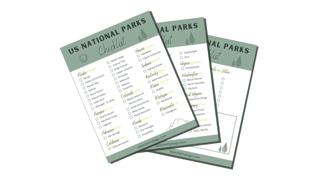 National parks checklist preview