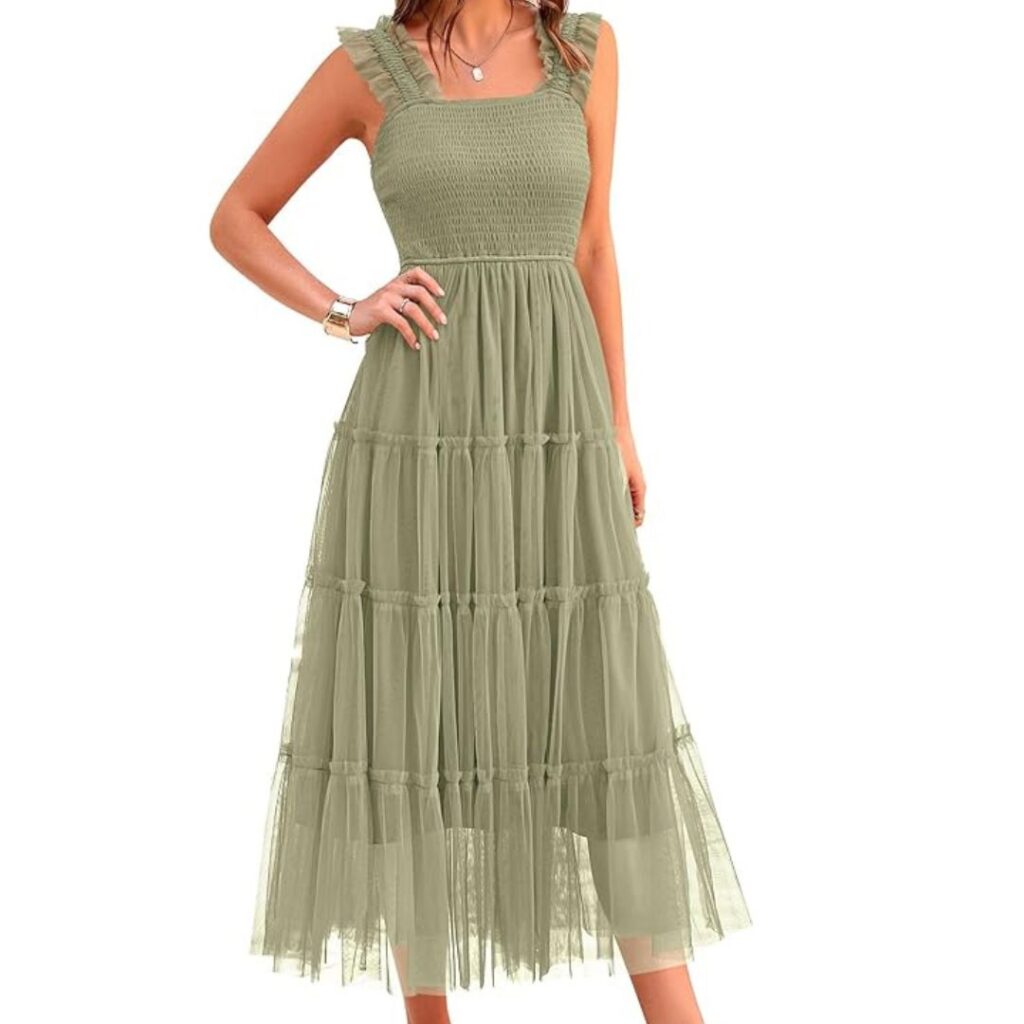 PRETTYGARDEN Women's Summer Tulle Midi Dress Sleeveless