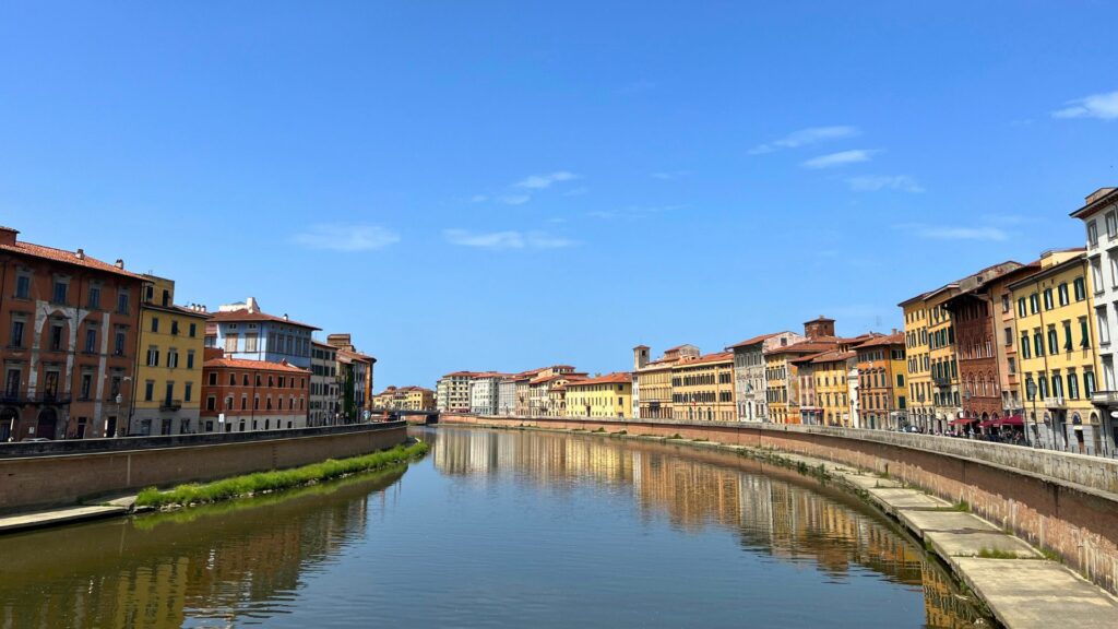 River Arno from Bridge in Pisa Italy