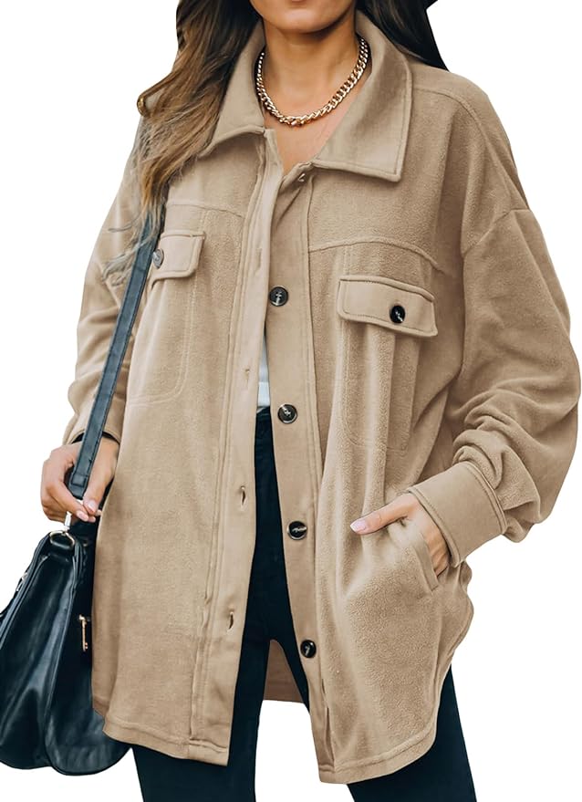 Women's Beige Shacket Cardigan