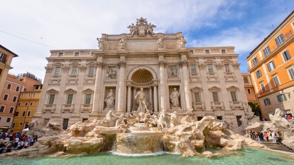 Wide View of the Trevi Fountain in Rome