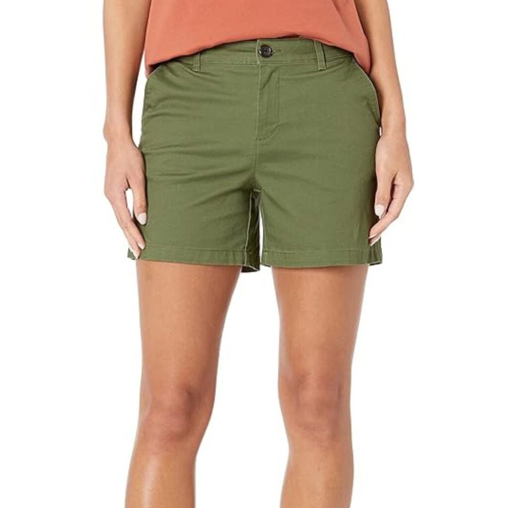 Women's Mid-Rise Slim-Fit 5 Inch Inseam Khaki Short