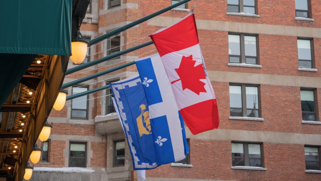 Canada, Quebec, and Quebec City Flags