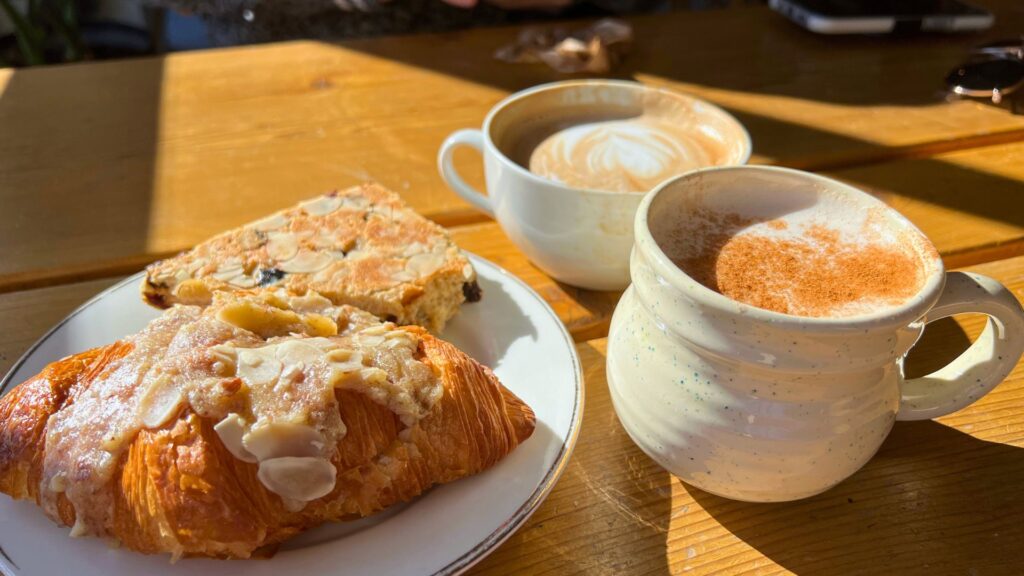 Pastries and Lattes from coffee shop in Quebec City