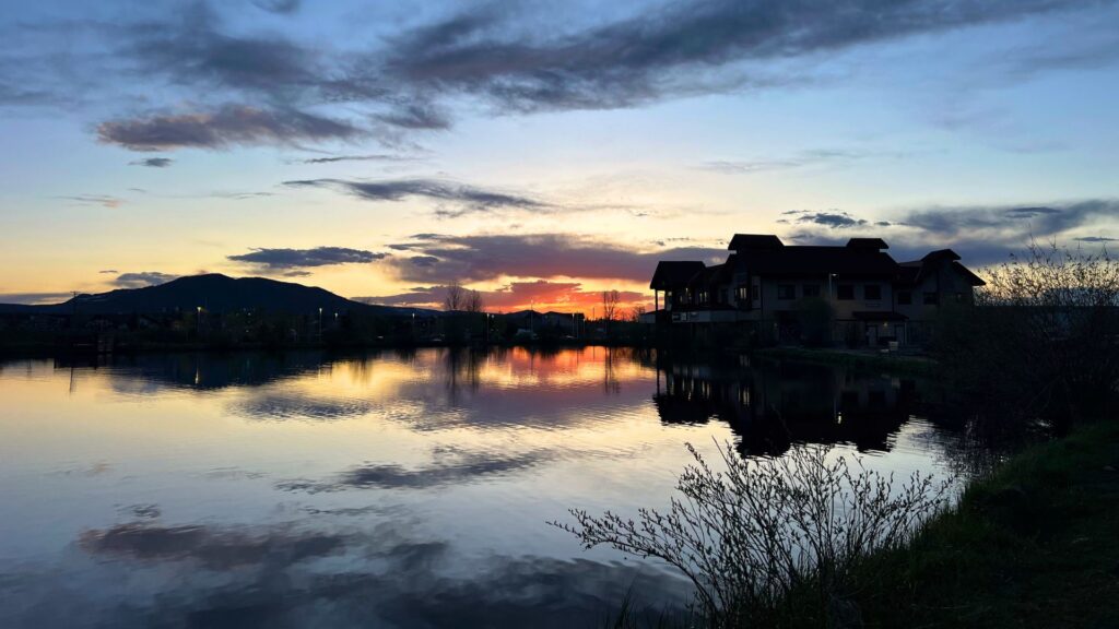 Sunset over Fraser River in Colorado