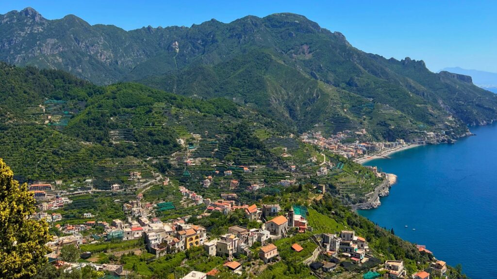 View of Amalfi Coast from Ravello mountainside