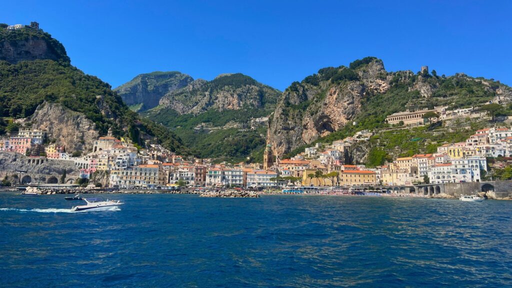 View of Amalfi Coast from ferry