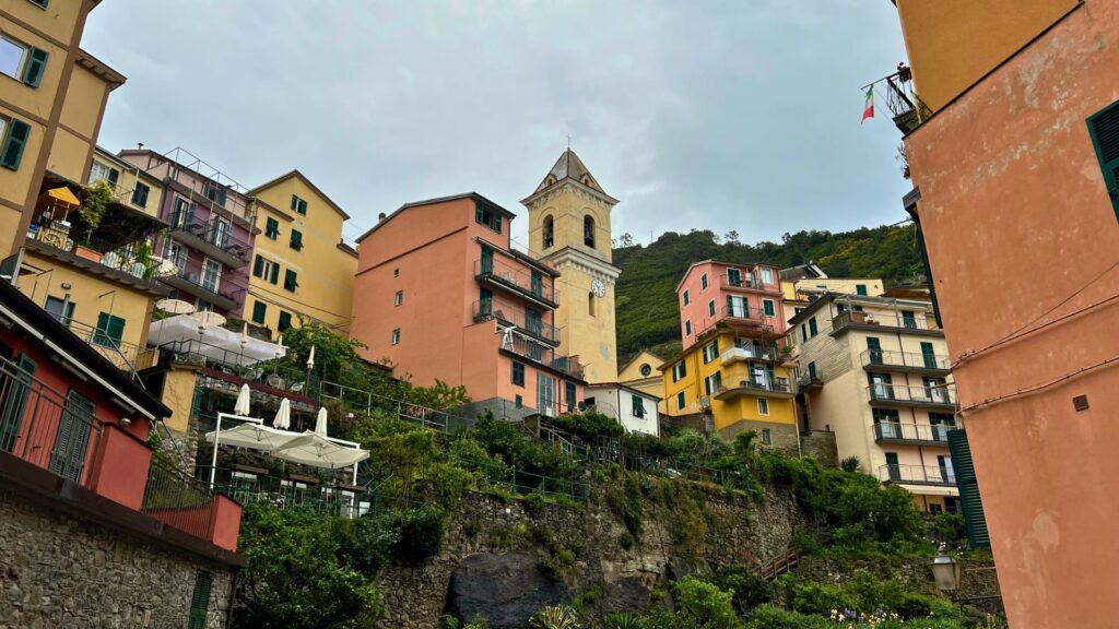 Colorful buildings on the mountainside in Manarola Cinque Terre Italy