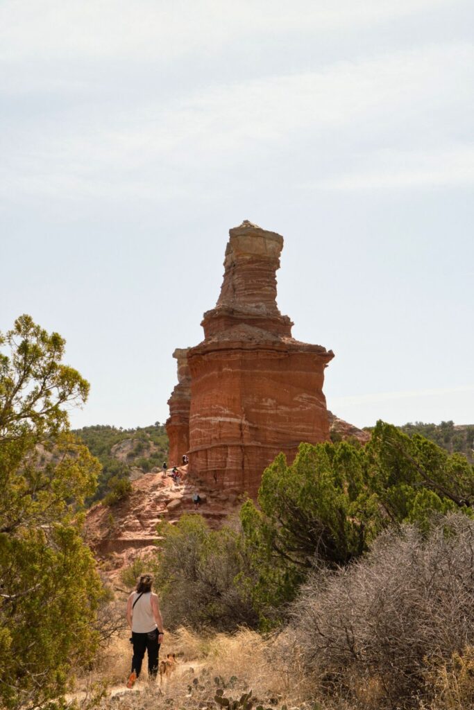 Man hiking Lighthouse Trail in Palo Duro Texas