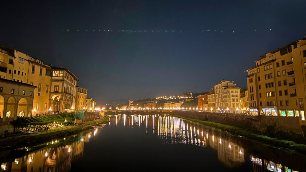 Night on the river in Florence Italy