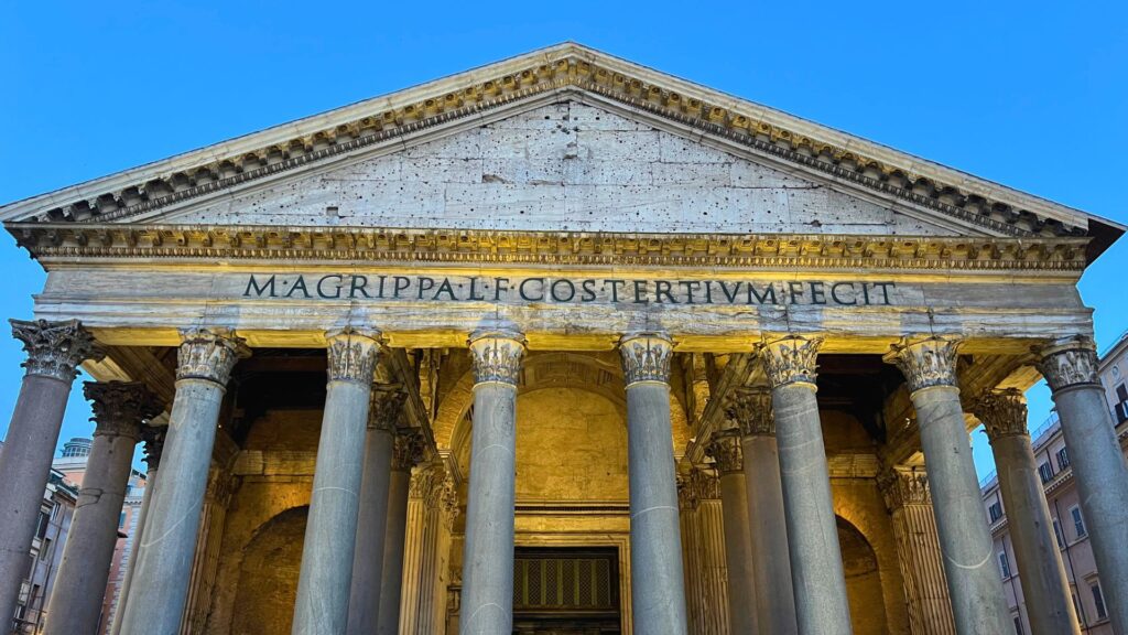 Pantheon at night in Rome Italy