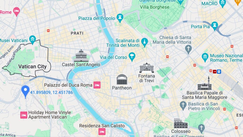 Vatican Apartment Map Location Rome Italy