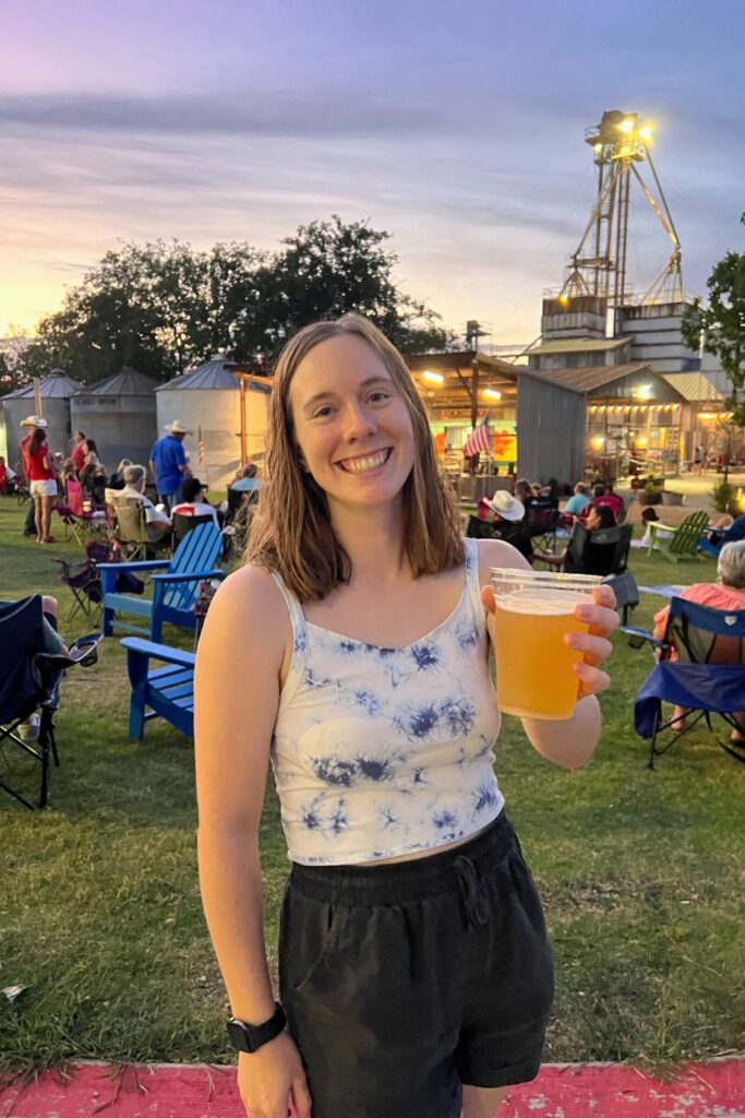 Woman with beer at Live Music Tupps Brewery