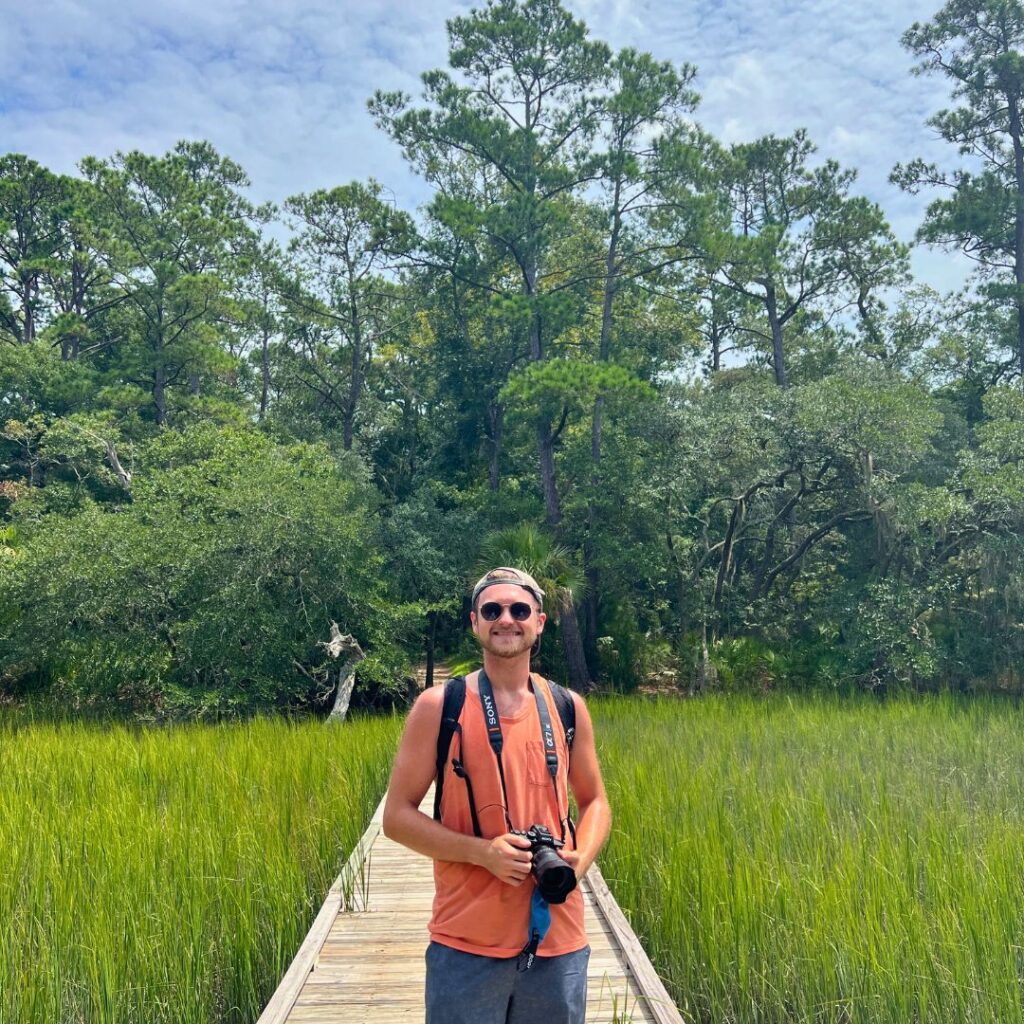 Man hiking at Edisto Beach South Carolina