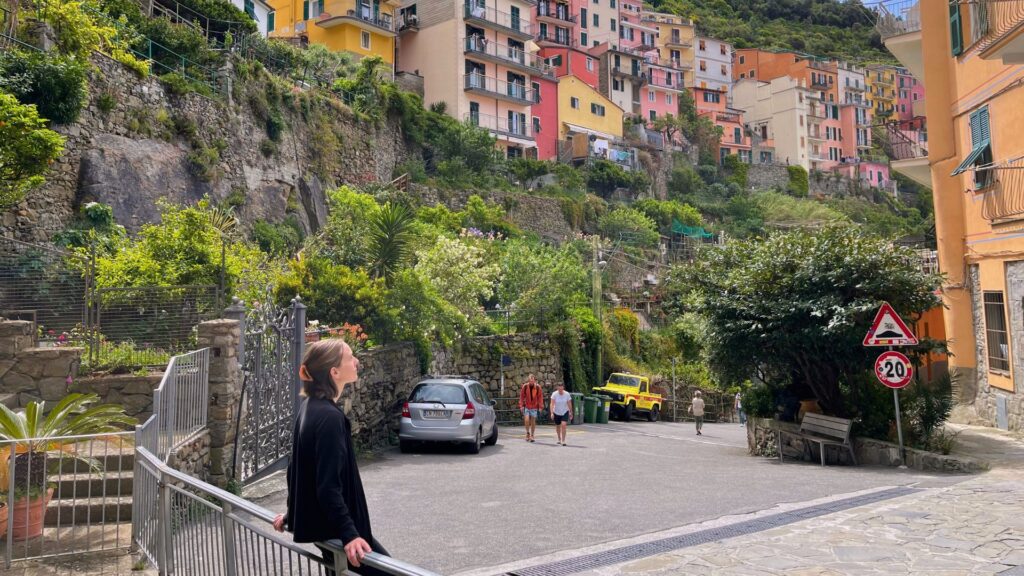 Woman admiring the architecture in Manarola Cinque Terre