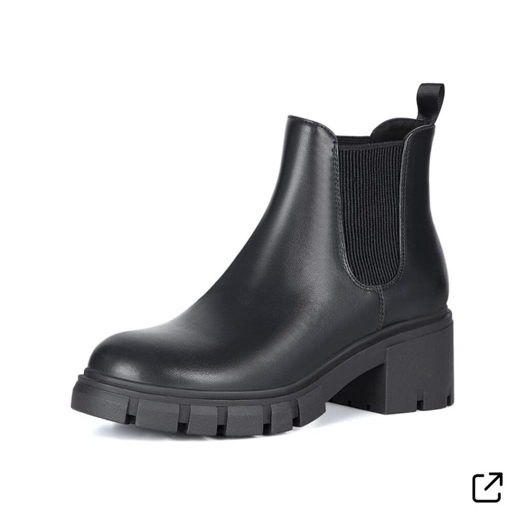 Black Chunky Heel Chelsea Boots