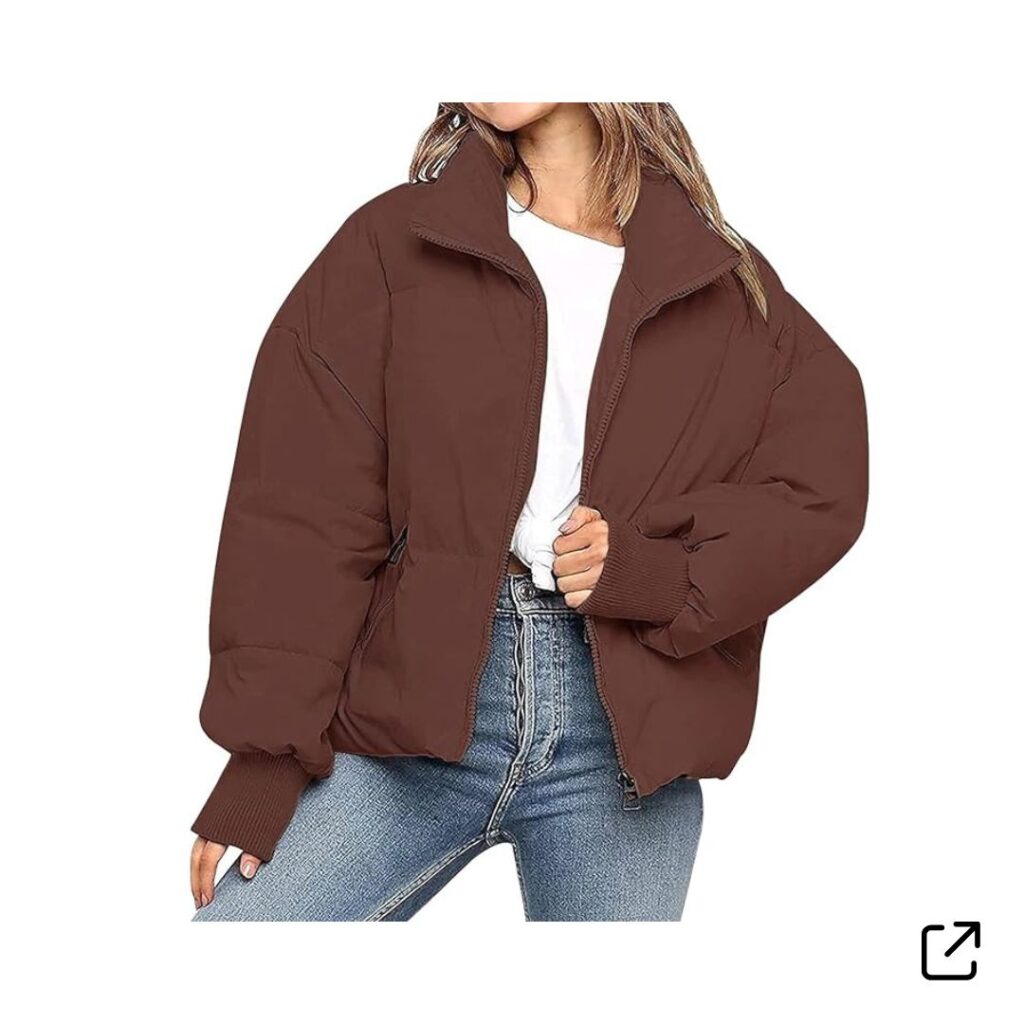 Brown Puffer Coat Short