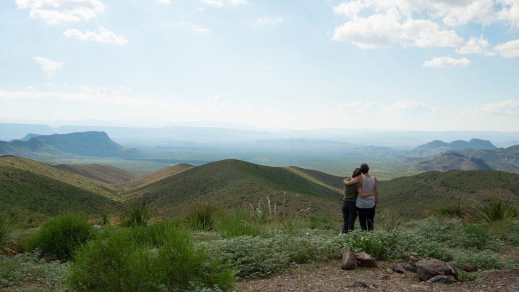 Couple admiring the mountains in Big Bend Texas