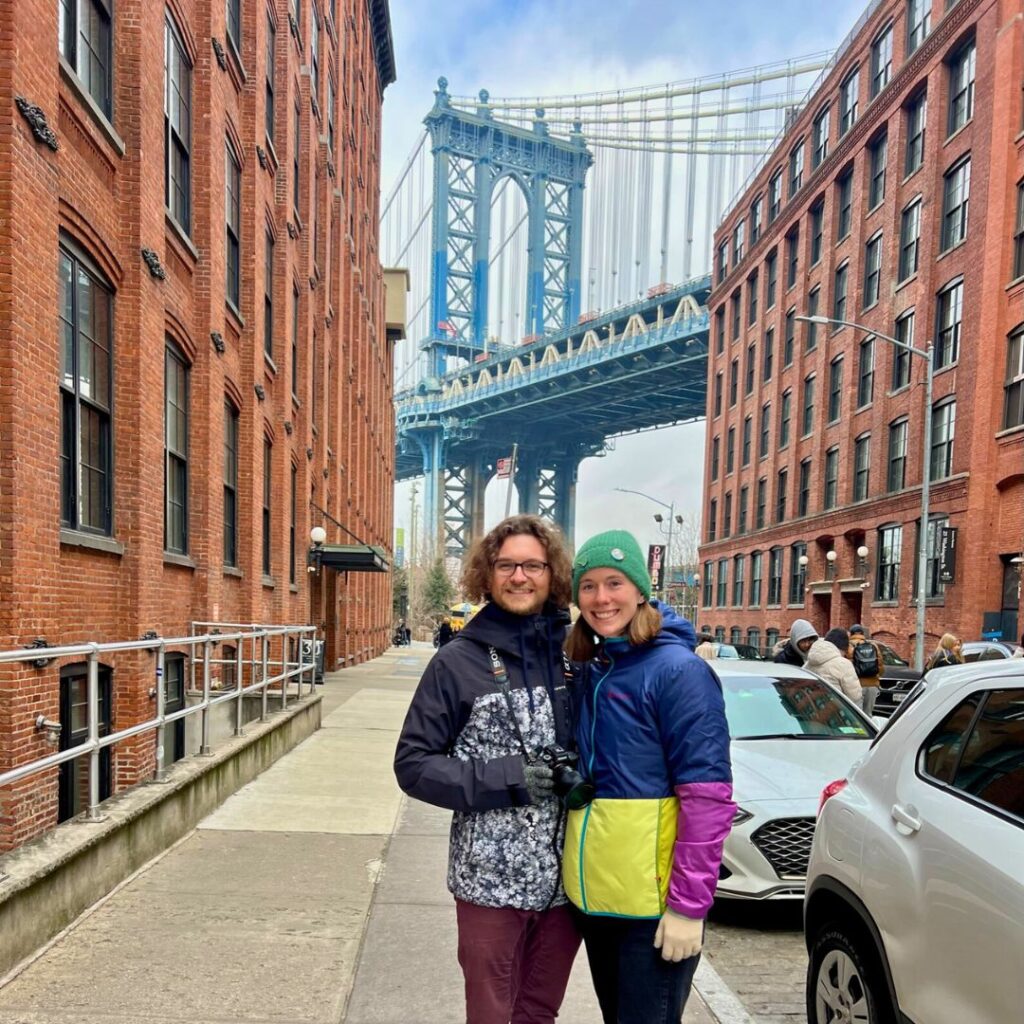 Couple posing in Dumbo NYC