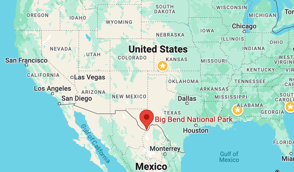 Map of US - Big Bend National Park