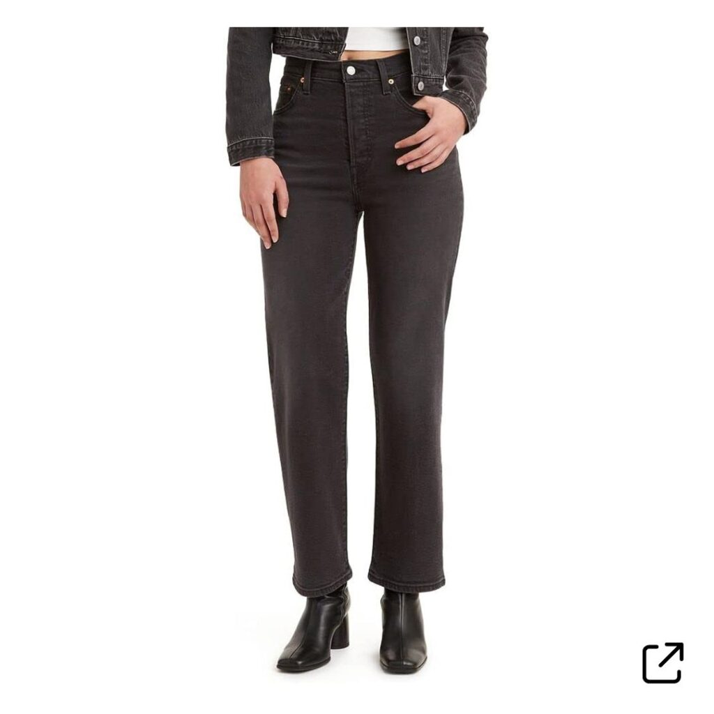 Womens black straight cut jeans