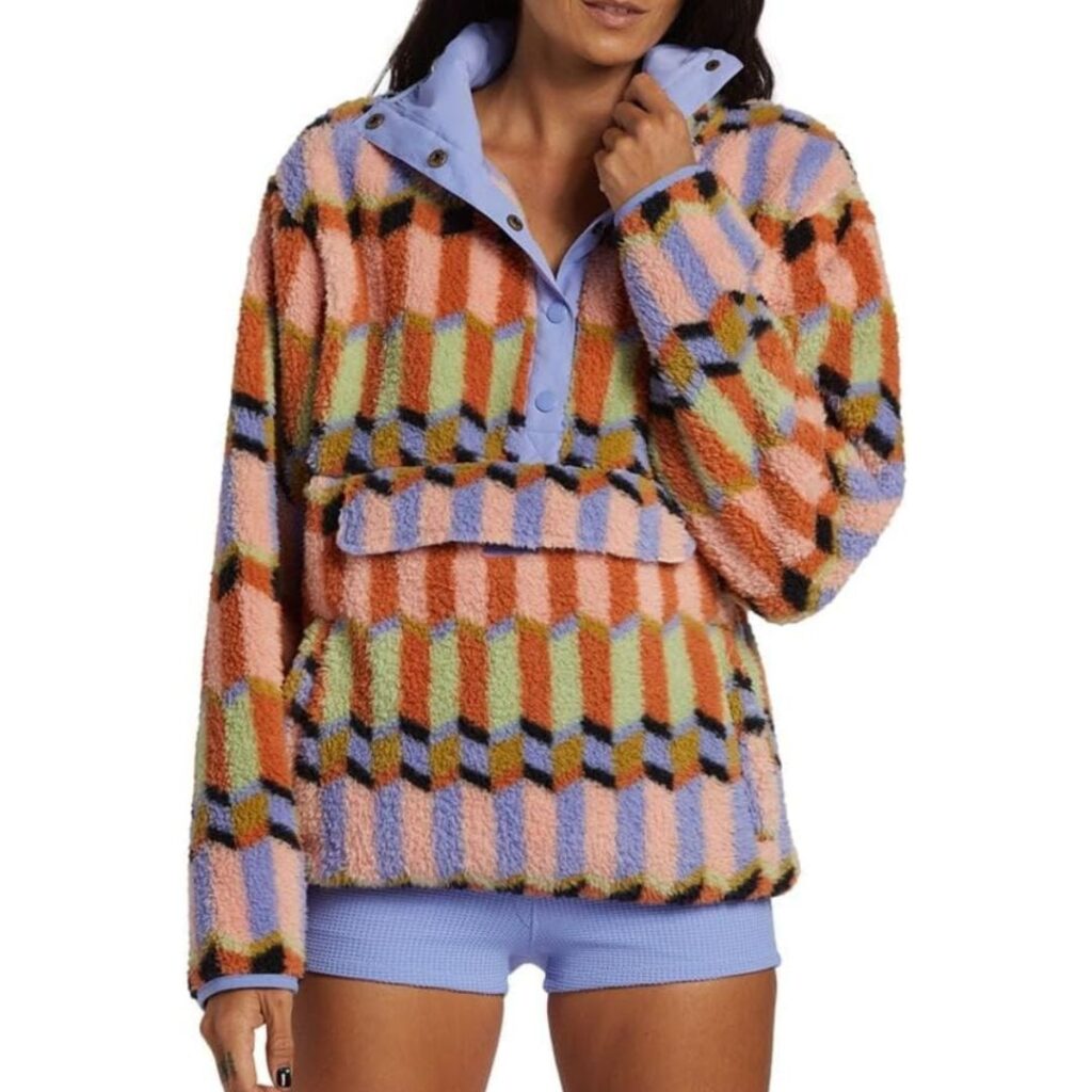 Womens patterned fleece pullover
