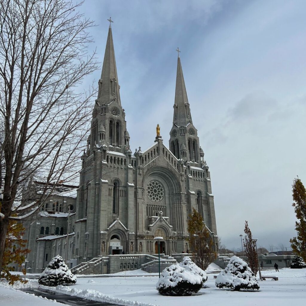 Church in snow in Beaupre Quebec Canada