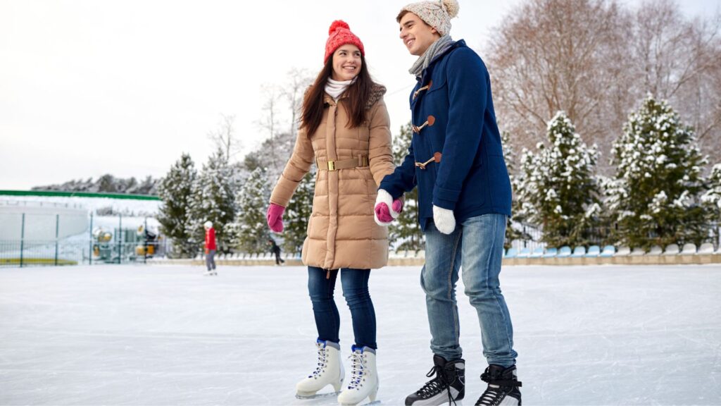 Couple Ice Skating Outside