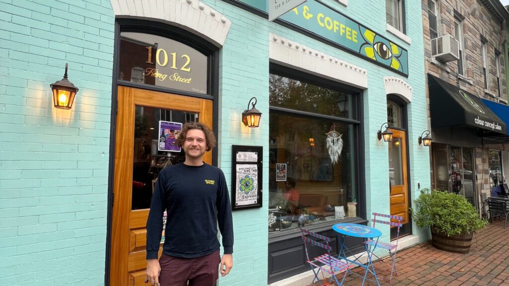 Nate outside ESP Tea & Coffee Alexandria VA