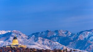 Dusk in Salt Lake City over the Mountains