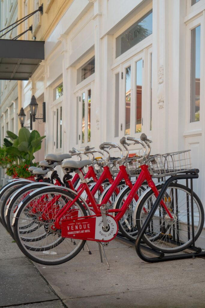 Red Bikes Lined Up