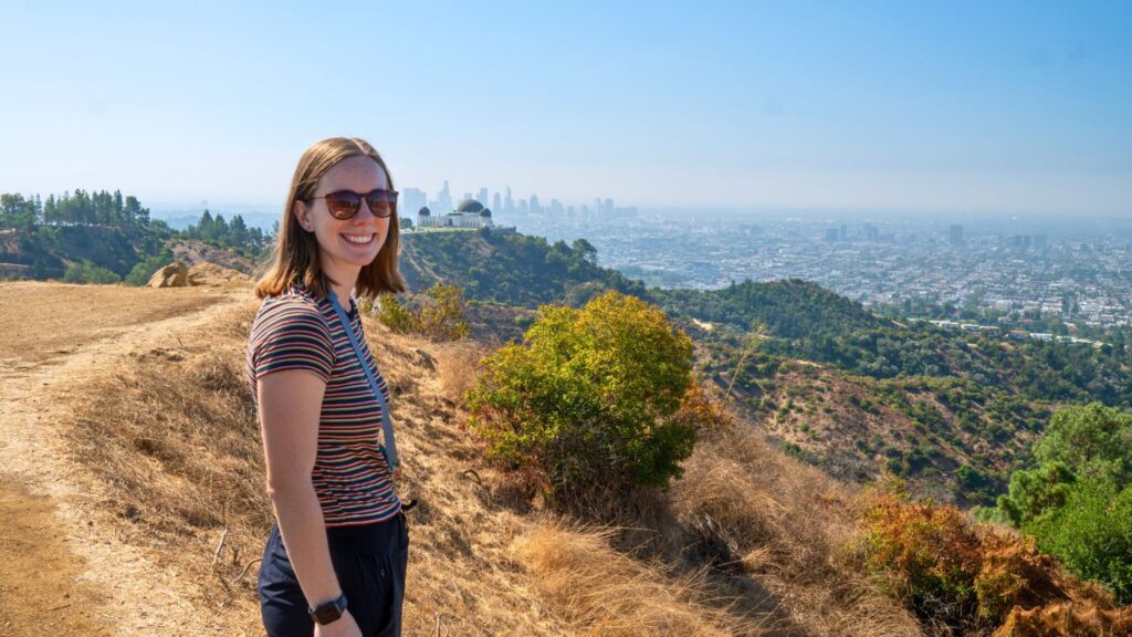 Woman hiking at Griffith Observatory in Los Angeles