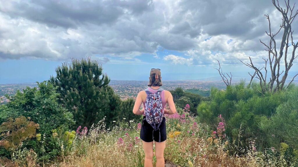 Woman hiking in Nicolosi Sicily