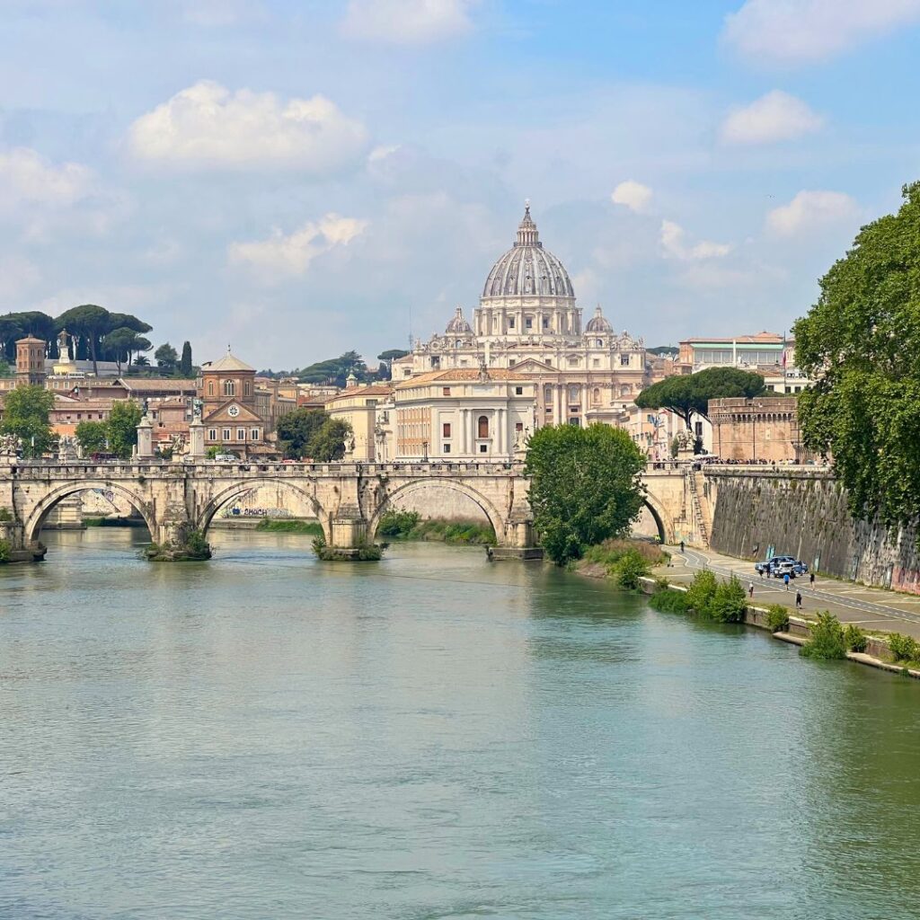 Castel Sant'Angelo across the river in Rome Italy