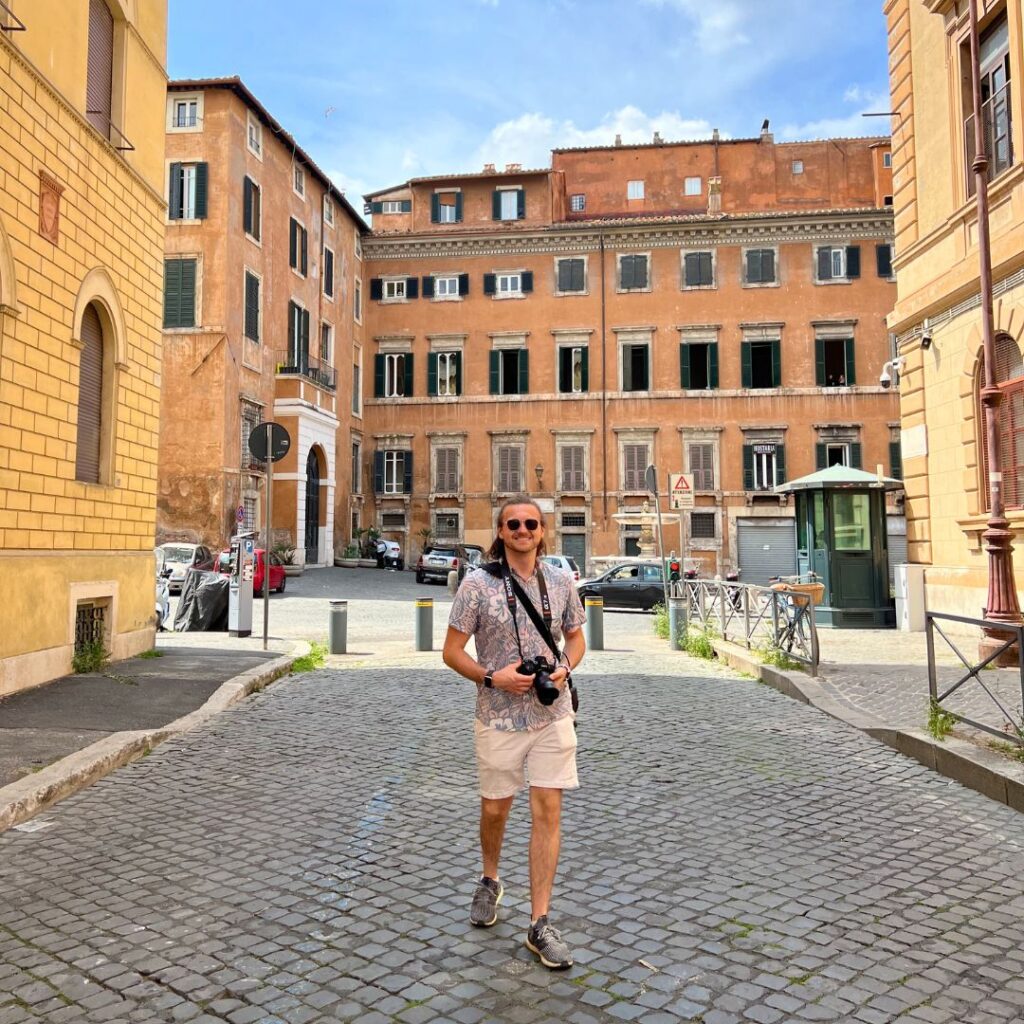 Nate walking in Rome Italy